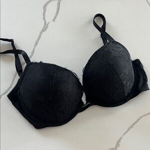 Victoria's Secret Black Lace Push-Up Bra with Adjustable Straps